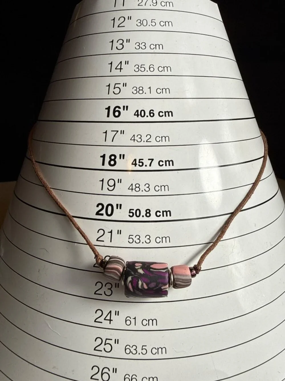 Handmade Polymer Clay Swirl Bead Cord Necklace Whimsigoth Indie Statement